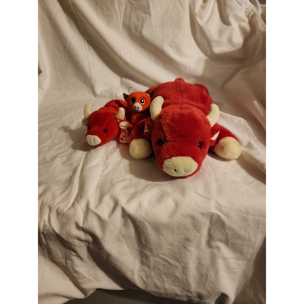 Ty Snort The Bull Beanie Set Buddy Baby And Boo Chicago Bulls Tribute‎
